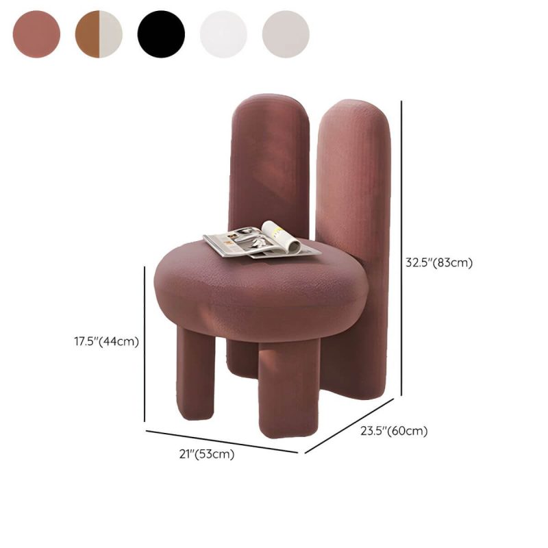 "Dimension of Wooden Vanity Stool with Upholstered Seat and Back in Modern Style - Off-White 1 Piece"
