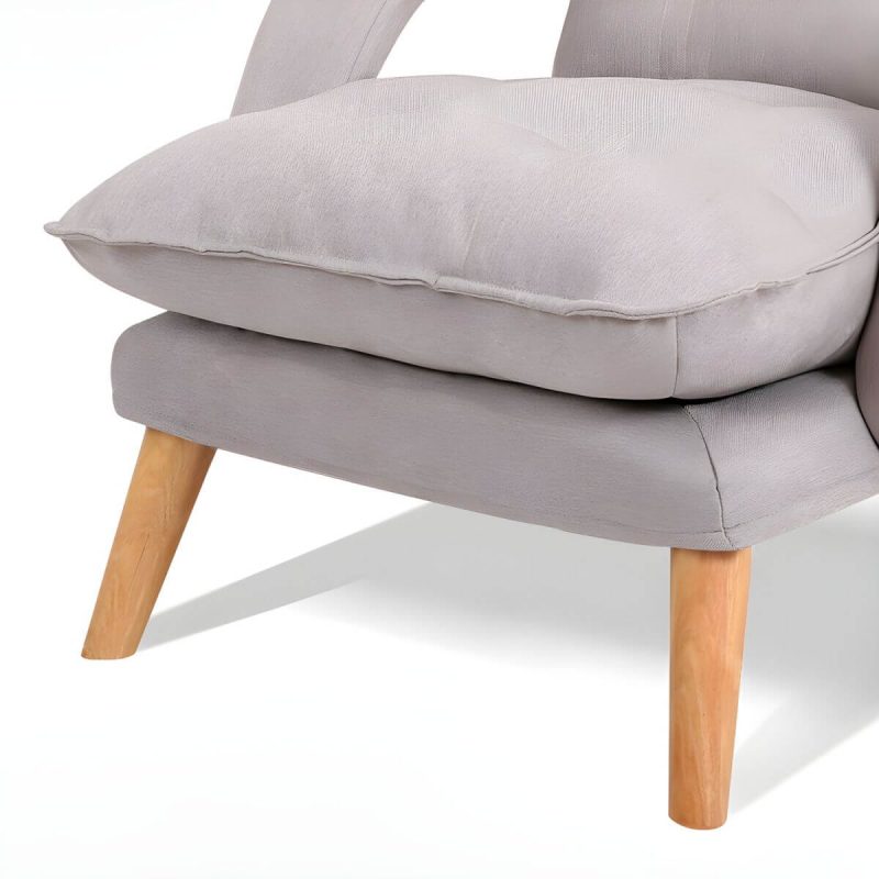 "Small Modern Ergonomic Recliner with Linen Upholstery and Adjustable Headrest, including Ottoman - Coffee"