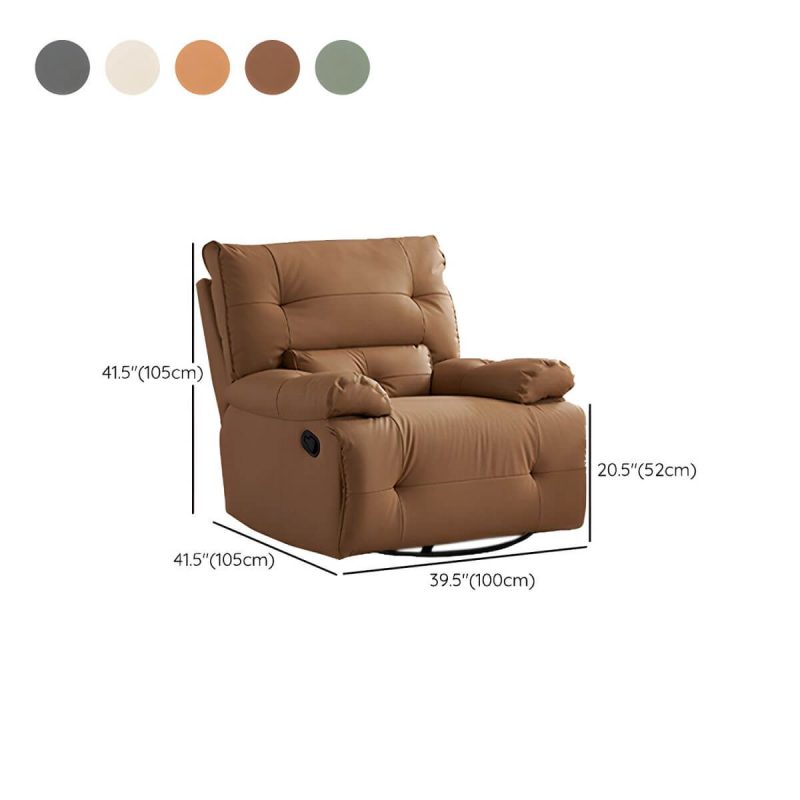 "Dimension of Ergonomic Modern Recliner with Lumbar Support and Stain-Resistant Faux Leather Upholstery - Gray Deck Chair Manual Recline Standard (No Motion)"
