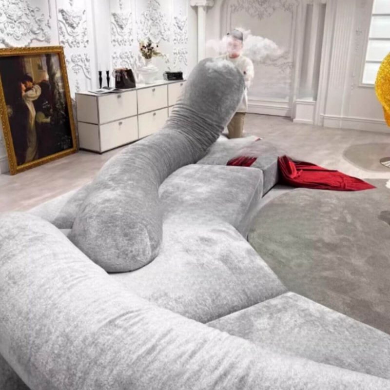 "Plush L-Shape Corner Sectional with 4 Pc, Left Orientation, Grey, 126"L x 91"W x 31"H"