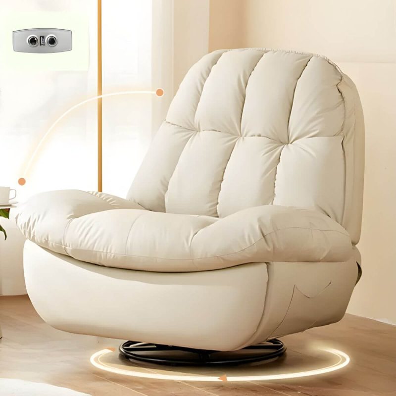 "Metal Solid Color Swivel Rocker Indoor Modern Position Lock Swivel Recliners - Beige Bracket No Included Swivel Rocker Power - Push Button"