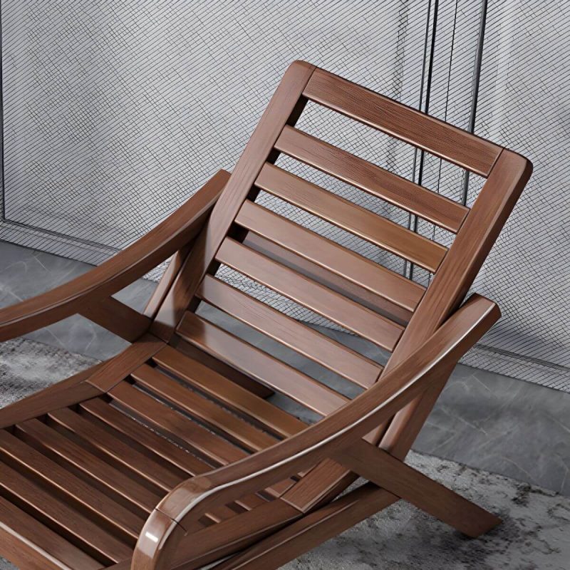 "Contemporary Solid Wood Recliner Chair in Solid Color with Wooden Legs - Rocking Chair & Ottoman Linen Blend Beige"