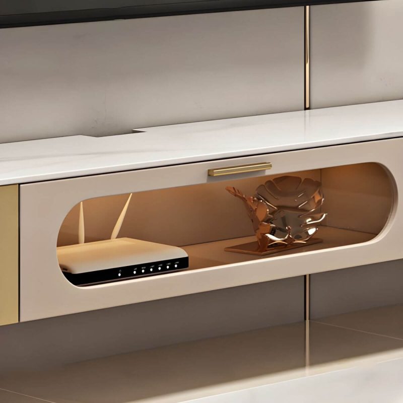 "Luxury Enclosed Storage TV Console Home Rectangle Sintered Stone TV Cabinet - 200 x 30 x 24 cm"