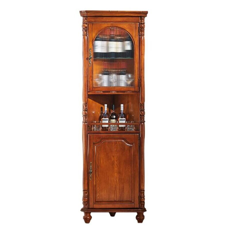"Solid Oak Free Standing Accent Cabinet for Drawing Room, Walnut, 18"L x 18"W x 50"H"