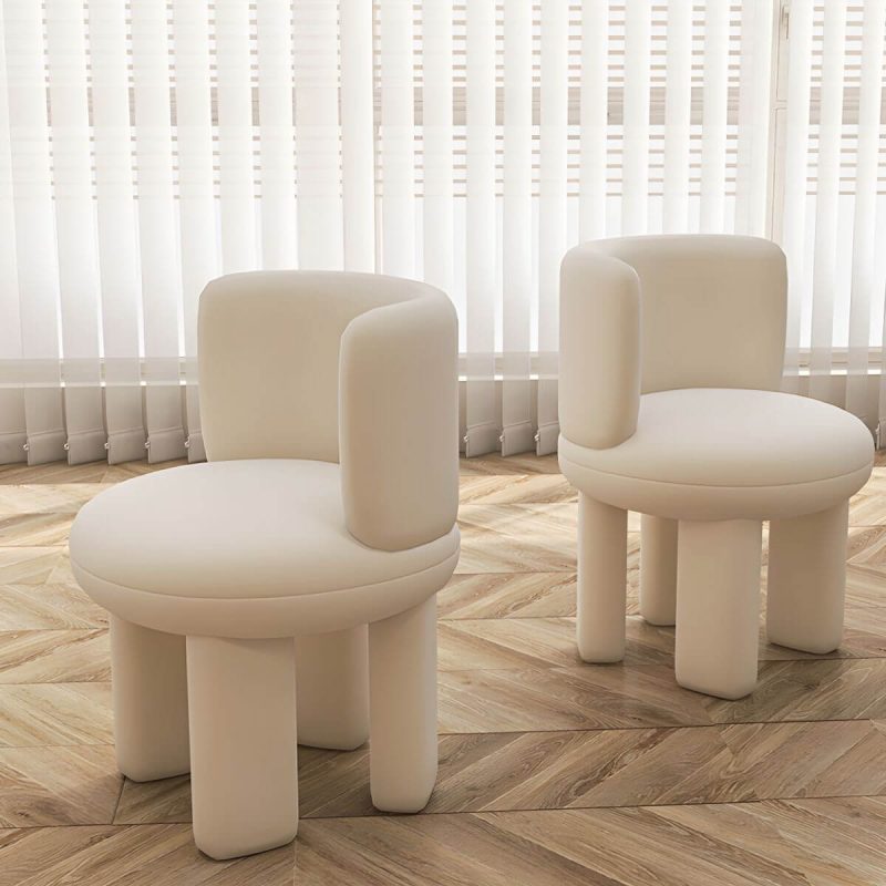 "Chic Modern Vanity Stool with Tall Upholstered Backrest and Suave Wood Base - Grey 1 Piece"