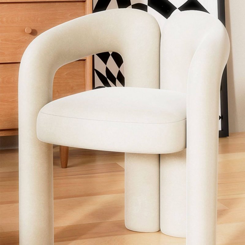 "Vanity Bench Metal Raised Back White Solid Color Modern Set of 2 - 1 Piece Off-White"