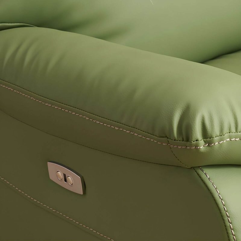 "Small Modern Recliner with Lumbar Support and Foam-Filled Comfort, Solid Upholstery - Blue Power Recline Swivel Rocker"