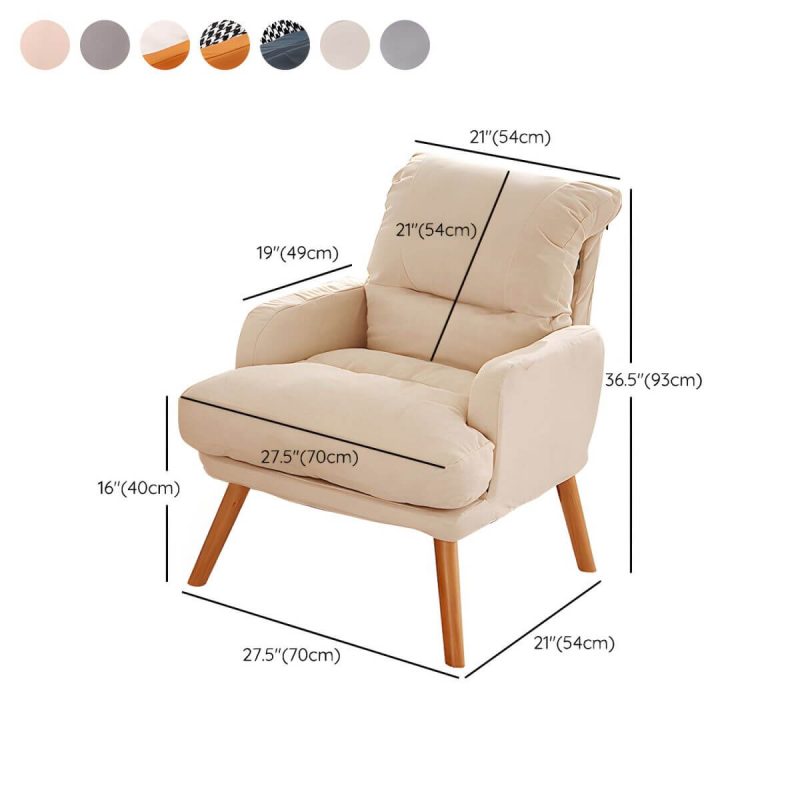"Dimension of Ergonomic Solid Color Modern Recliner with Lumbar Support and Storage, featuring Wood Legs - 28"L x 21"W x 37"H Orange/ White Recliner with Ottoman Faux Leather"