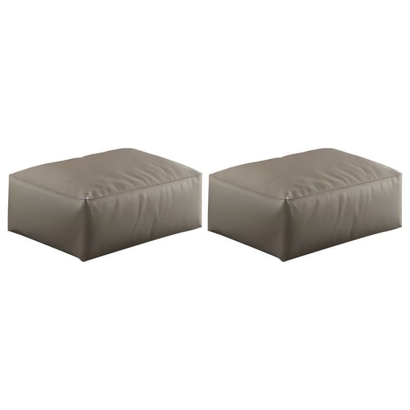 "Modern Upholstered Accent Stool with Square Base and Solid Color Design - White 2 Piece Set"