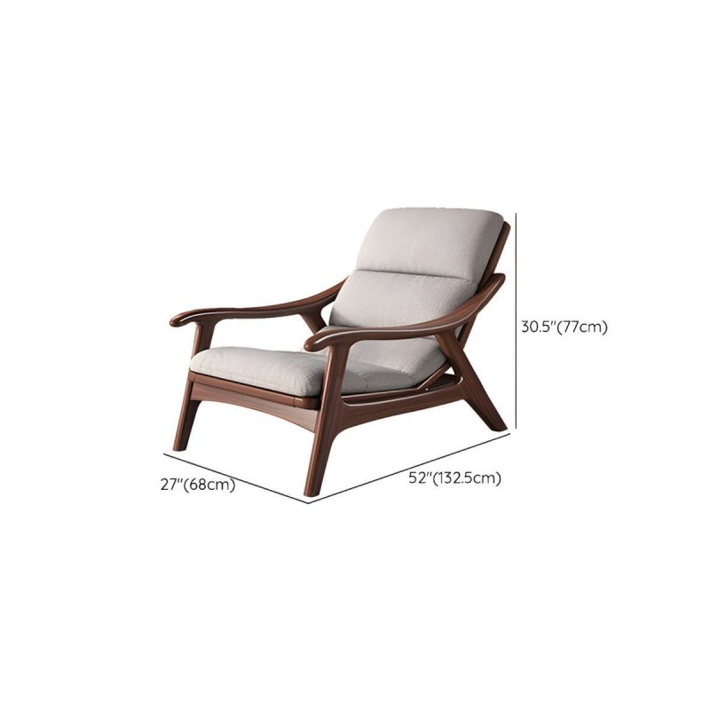 "Dimension of Modern Wood Frame Recliner with Lumbar Support and Removable Cushions - Gray/ White 27"L x 52"W x 30"H Deck Chair Cotton and Linen"
