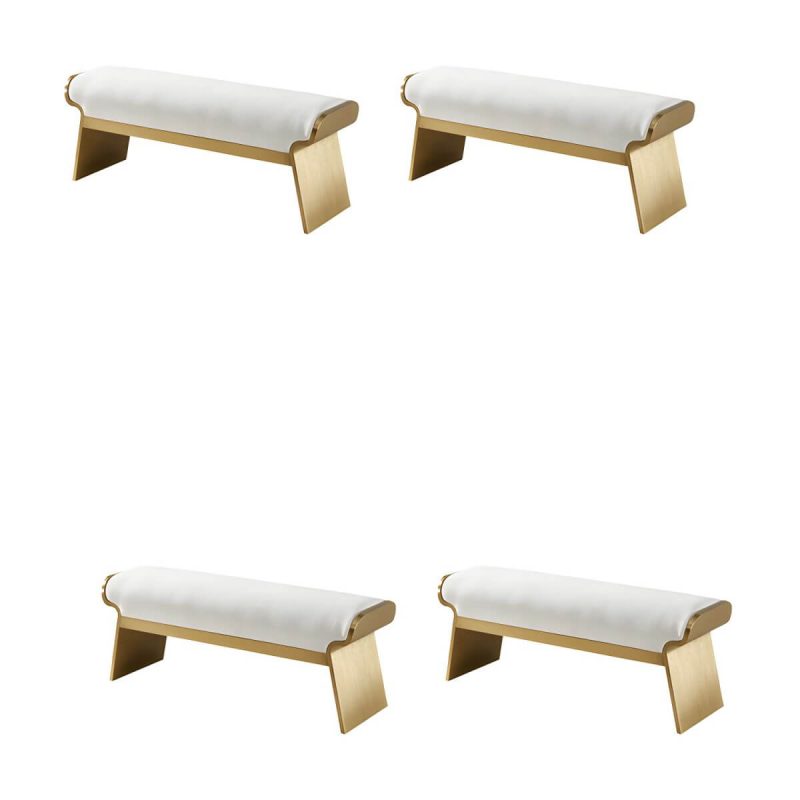 "Modern Beige Leather Rectangle Ottoman with Metal Frame for Stylish Comfort - 4 Piece Set 39.5"L x 14"W x 18"H"