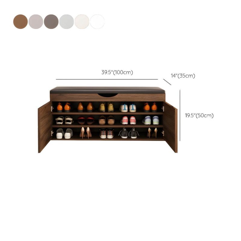 "Dimension of Indoor Solid Color Contemporary Rectangle Wood with Storage Standard - 1 Piece Ivory 39.5"L x 14"W x 20"H"