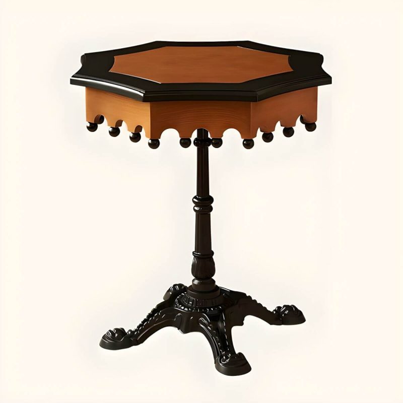 "Traditional Solid Wood Accent Side Table with Black Base and Octagon Top - Black"