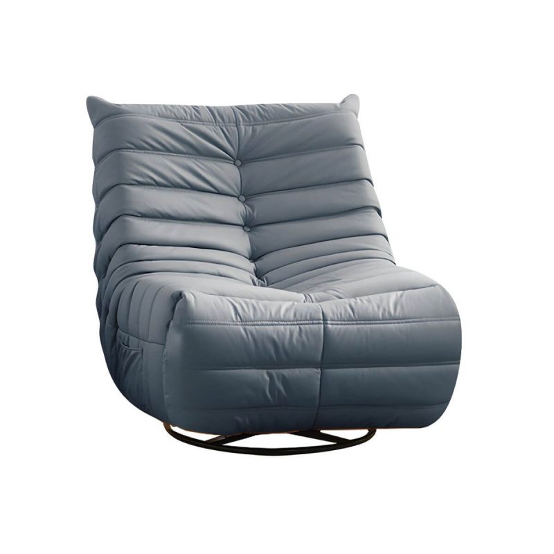 "Bonded Leather Recliner Chair Solid Color Metal Indoor Storage Reclining - Gray Power - Push Button"