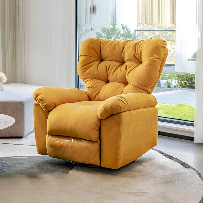 "Faux Leather Wing Chair Recliner Adjustable Wingback Recliner with Tufted Back - Dark Green Swivel Rocker Manual - Push Button"