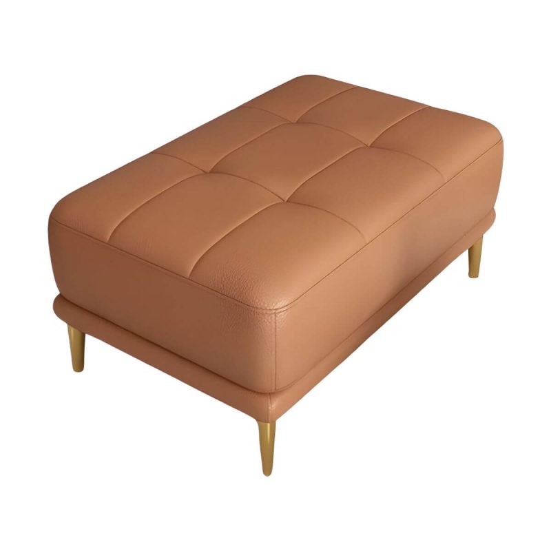 "Modern Upholstered Accent Stool with Tufted Seat and Wooden Legs - Medium Height - 1 Piece Dark Gray 31"L x 24"W x 17"H"
