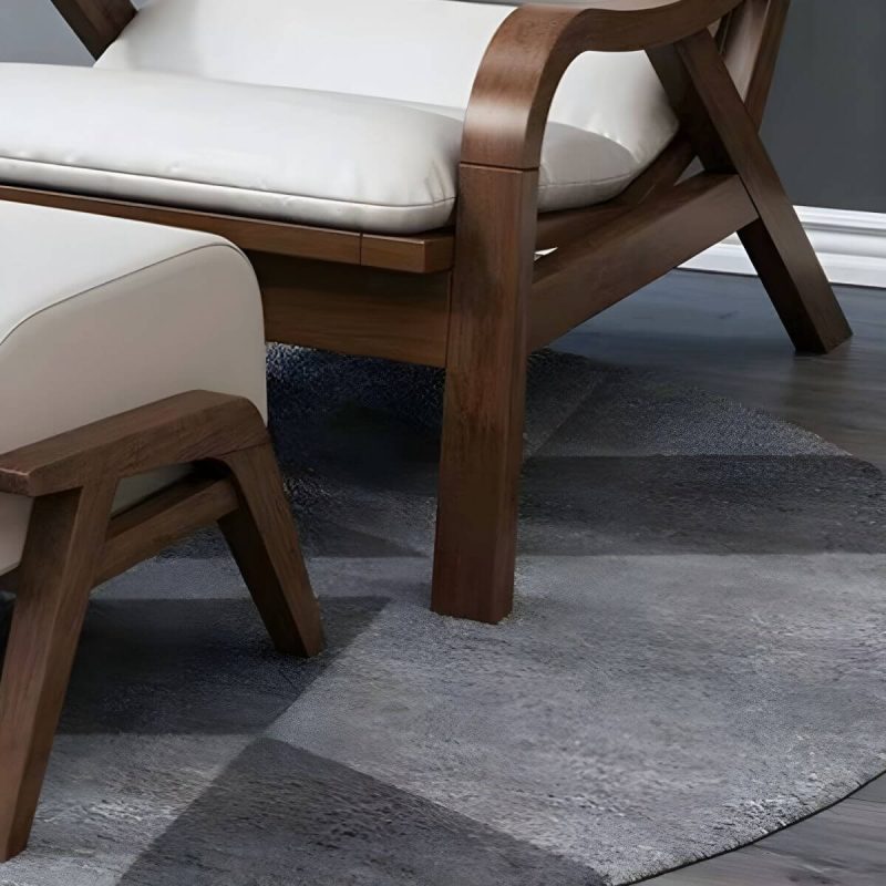 "Contemporary Solid Wood Recliner Chair in Solid Color with Wooden Legs - Rocking Chair Linen Blend Beige"