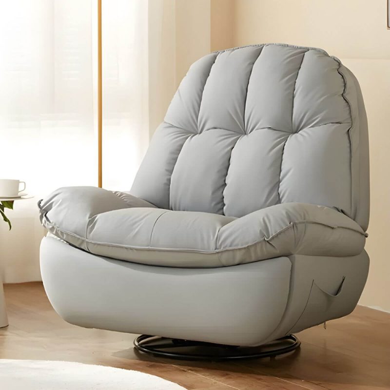 "Metal Solid Color Swivel Rocker Indoor Modern Position Lock Swivel Recliners - Gray Bracket No Included Rocker Manual - Handle/Lever"