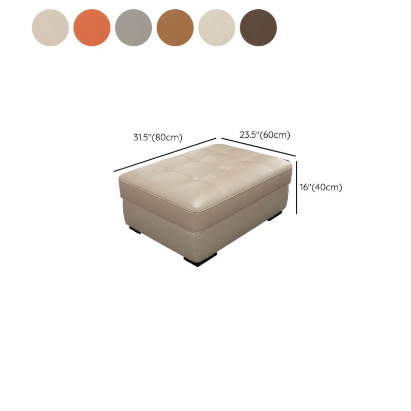 "Dimension of Solid Color Genuine Leather Backless Wood and Upholstered Stool - 1 Piece 31.5"L x 24"W x 16"H Beige Trunk Storage Not Included"