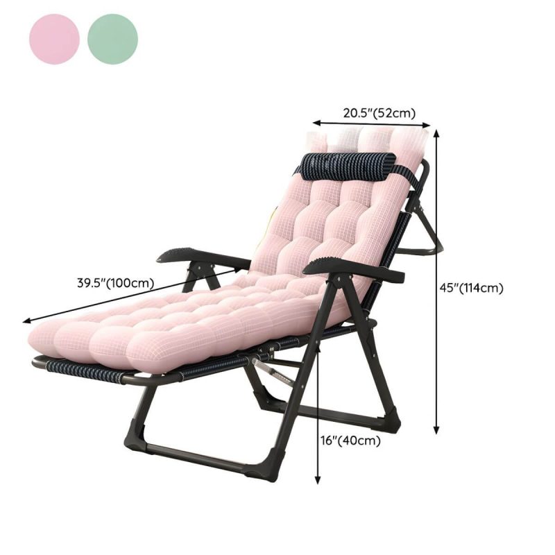 "Dimension of Small Modern Recliner with Massage Function and Striped Pattern, featuring Metal Legs - Black Pink Recliner & Cushion"
