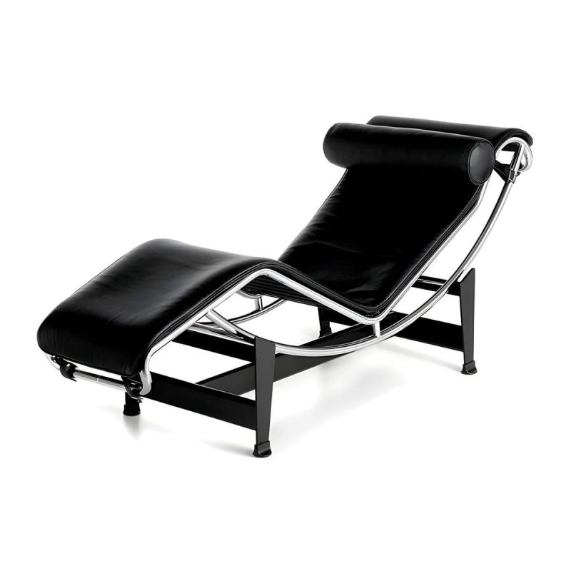"Ergonomic Metal Recliner with Legs, Ideal for Modern Style and Small Spaces - Black Genuine Leather"