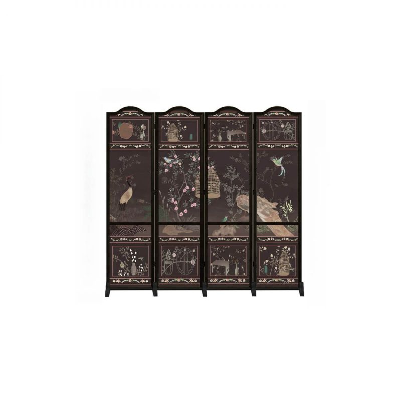 "Asian Style Landscape Themed Modular Wall Separator, 71"L x 71"H"