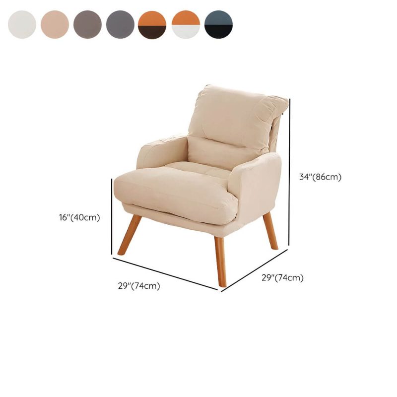 "Dimension of Small Modern Recliner with Lumbar Support and Built-In Storage, featuring Wood Legs - White 29"L x 29"W x 34"H Deck Chair Tech Cloth"