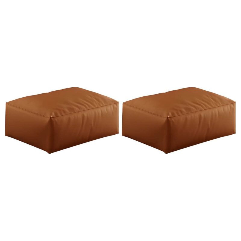 "Modern Upholstered Accent Stool with Square Base and Solid Color Design - Brown 2 Piece Set"