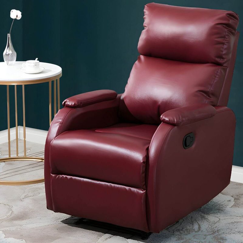 "Elegant Ergonomic Recliner Chair with Locking Back Angle Adjustment and Optional Lumbar Support - Claret"