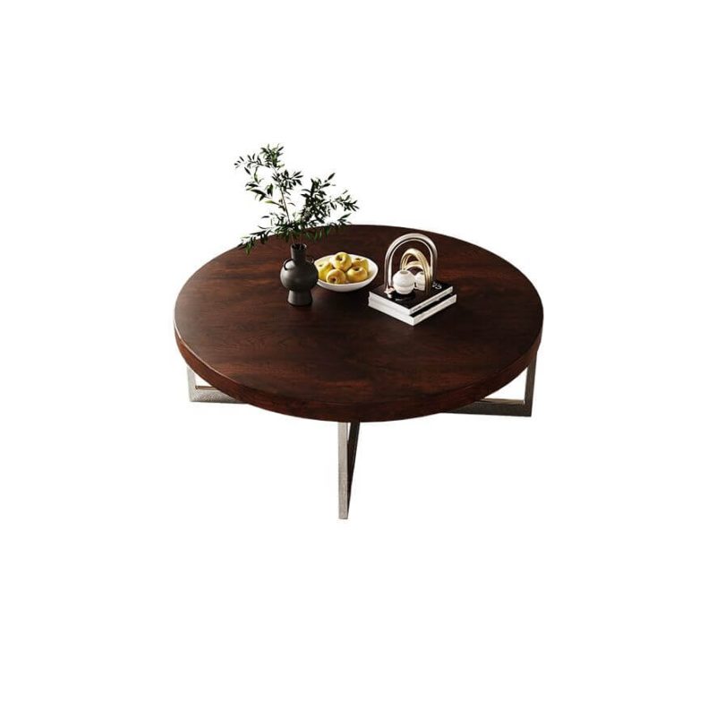 "Antique Rounded MDF Top Side Table with Frame Base, 35"L x 35"W x 13"H"