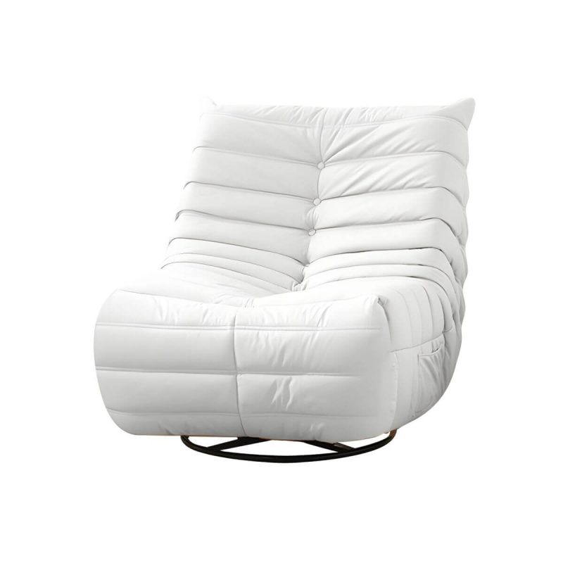 "Bonded Leather Recliner Chair Solid Color Metal Indoor Storage Reclining - Beige Manual - Handle/Lever"