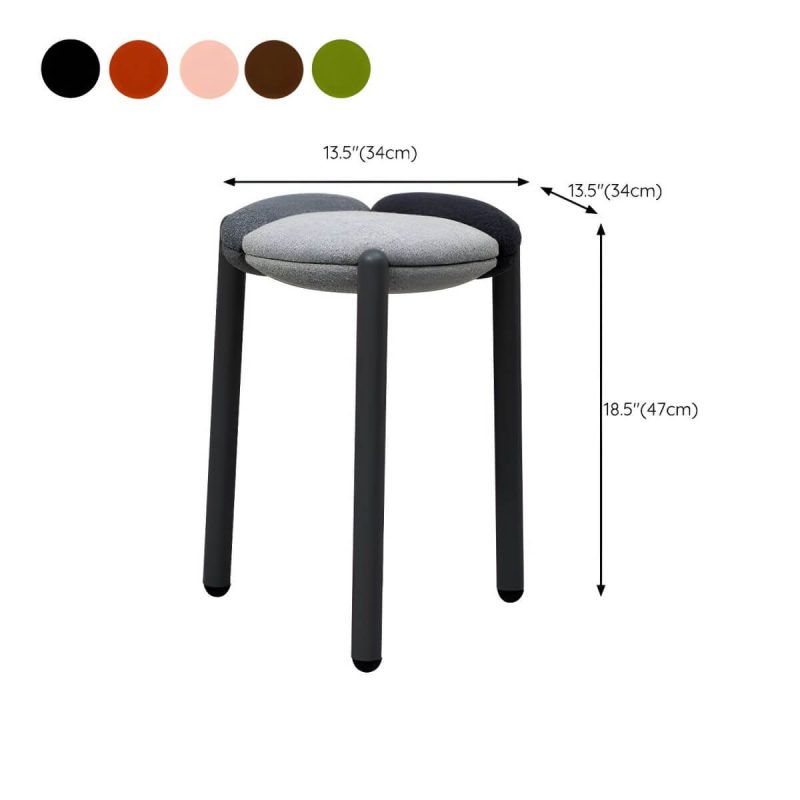 "Dimension of Modern Upholstered Accent Stool with Metal Frame and Stackable Design - 1 Piece Red"