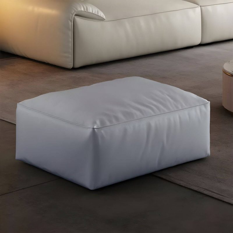 "Modern Upholstered Accent Stool with Square Base and Solid Color Design - Light Gray 1 Piece"