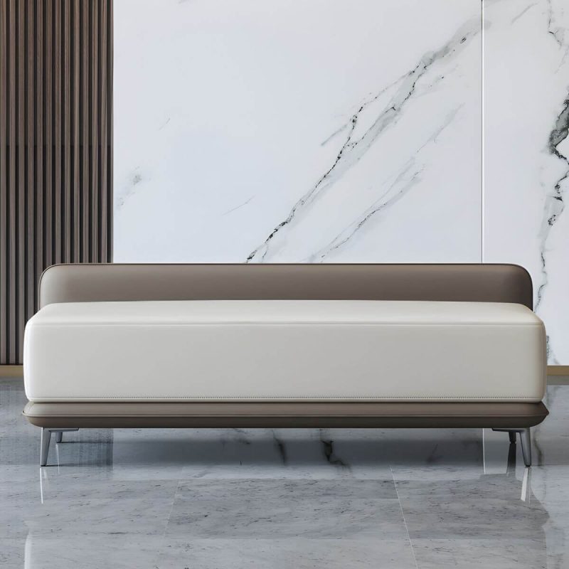 "Wood Rectangle Upholstered Beige Contemporary Solid Color Indoor Standard Footstool - 4 Piece Set Top Layer Leather 39"L x 18"W x 20"H"