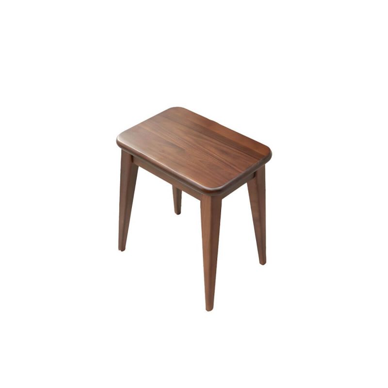 "Modern Brown Walnut Wood Utility Stool with Stackable Legs for Table Use - 2 Piece Set"