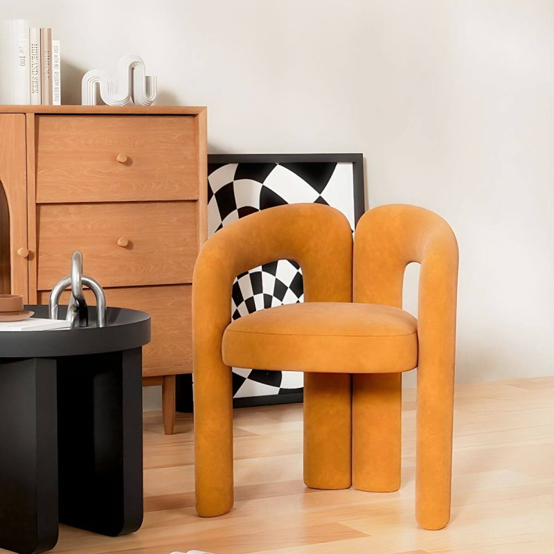 "Vanity Bench Metal Raised Back White Solid Color Modern Set of 2 - 1 Piece Yellow-Brown"