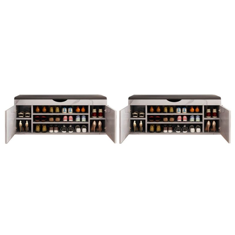 "Indoor Solid Color Contemporary Rectangle Wood with Storage Standard - 2 Piece Set Marble 47"L x 14"W x 20"H"