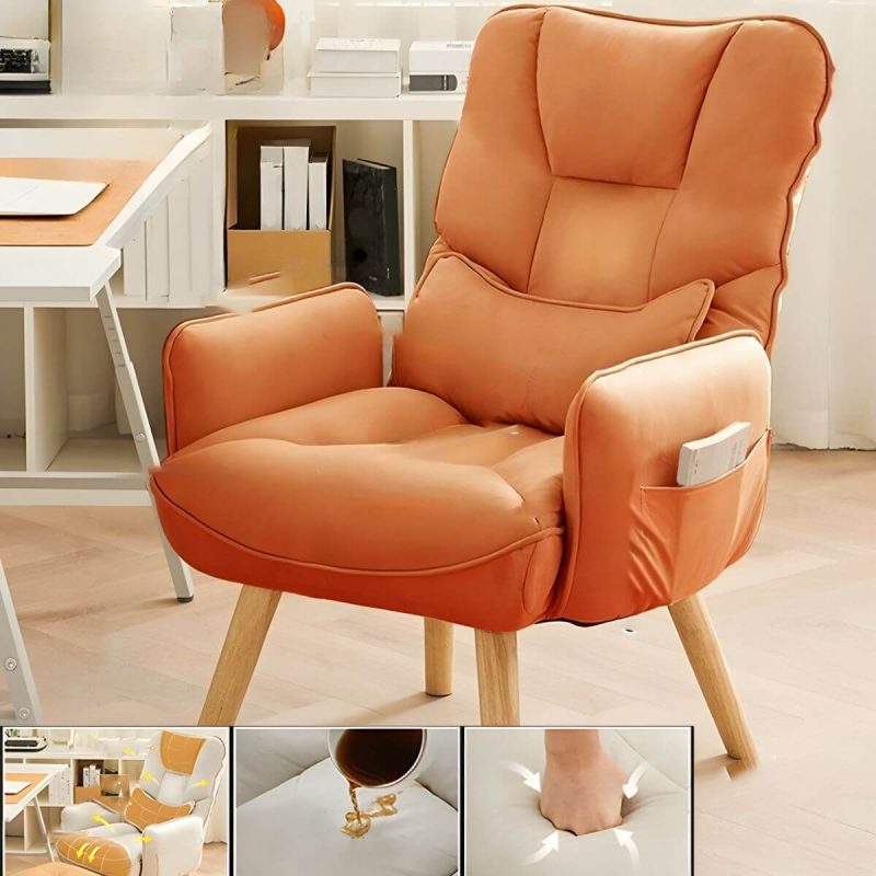 "Modern Ergonomic Recliner with Lumbar Support and Storage Included - Orange Deck Chair"