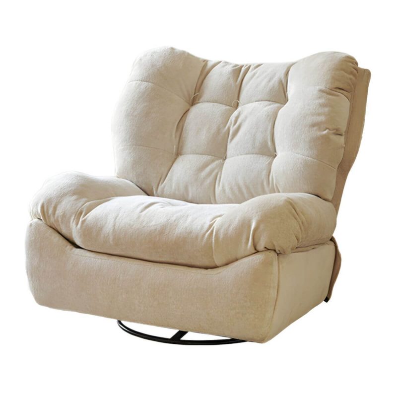 "Modern Chenille Wing Chair Recliner with Tufted Design and Standard Size - Dark Green Power Recline Swivel Rocker"