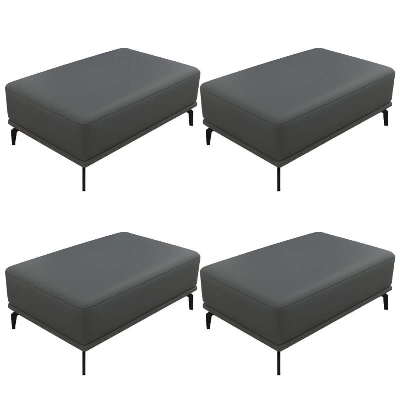 "Rectangle Footstools Genuine Leather 23.4 Inch Width Standard Foot Stool - 4 Piece Set Dark Gray 31"L x 24"W x 17"H"