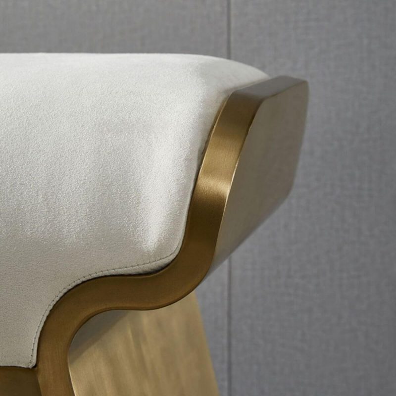 "Modern Beige Leather Rectangle Ottoman with Metal Frame for Stylish Comfort - 2 Piece Set 47"L x 14"W x 18"H"