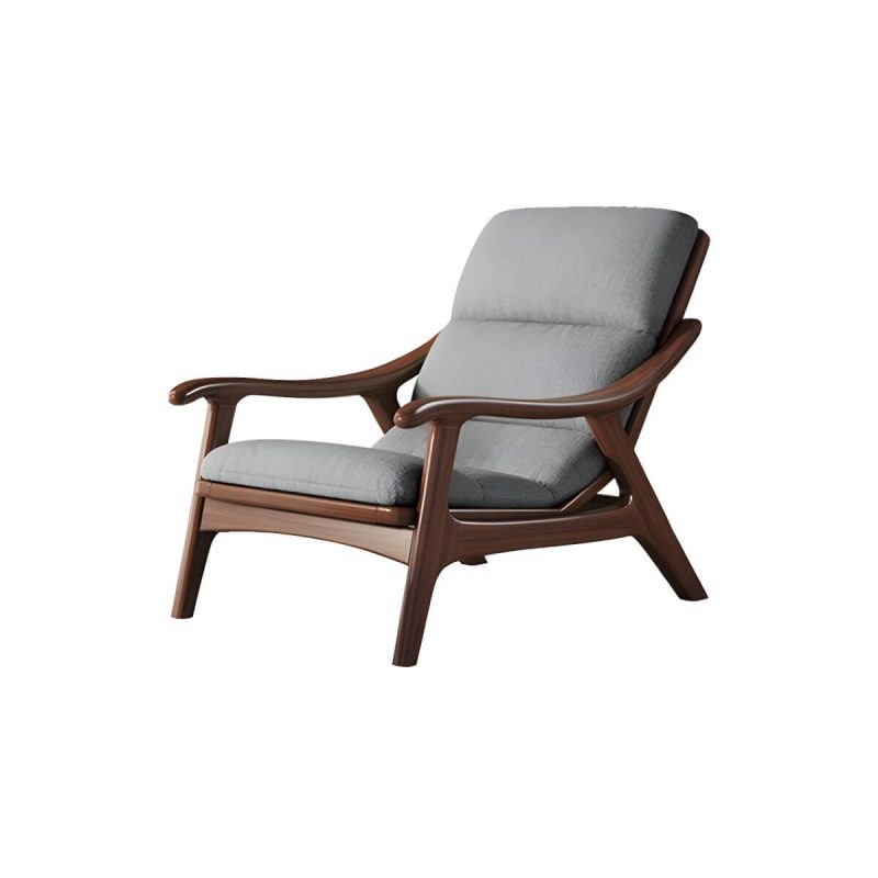 "Modern Wood Frame Recliner with Lumbar Support and Removable Cushions - Light Grey 29"L x 39"W x 31"H Deck Chair Tech Cloth"