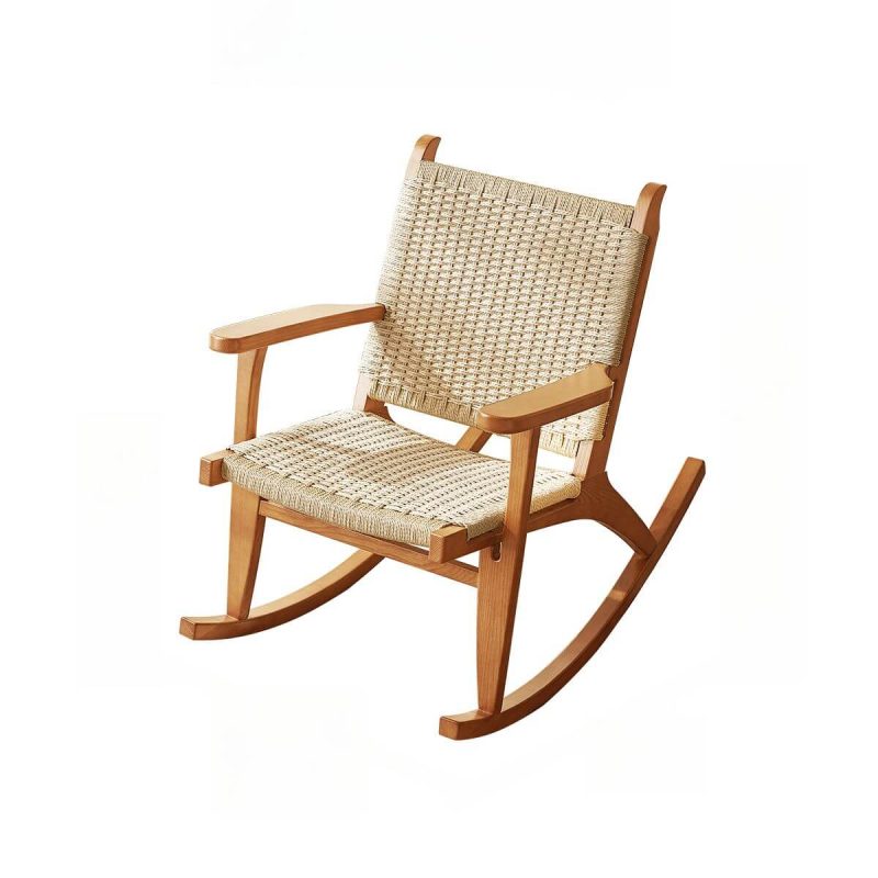 "Wooden Rocking Chair Couch with Track Arm, Scratch-defiant, Rear Back and Modern Simple Style, Red Oak, Rocking Chair"