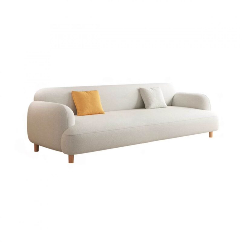 "Modern Simple Style Grey Solid Color Floor Sofa for 3 Person with 4 Legs and 2 Pillows, Grey, 83"L x 31"W x 26"H, Cotton Blend"