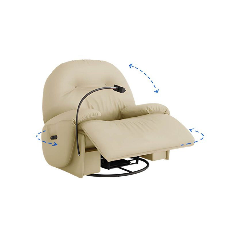 "Faux Leather Standard Recliner Power-Push Botton Massage Recliners with Storage - Yellow Fixed Swivel Rocker"