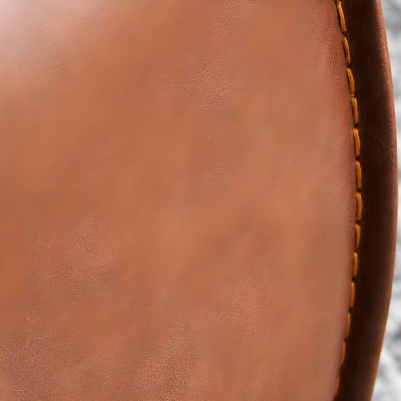 "Mid-Century Modern Upholstered Utility Stool in Brown Leather with Water Resistant Finish - 2 Piece Set 31.5"L x 31.5"W x 15"H"