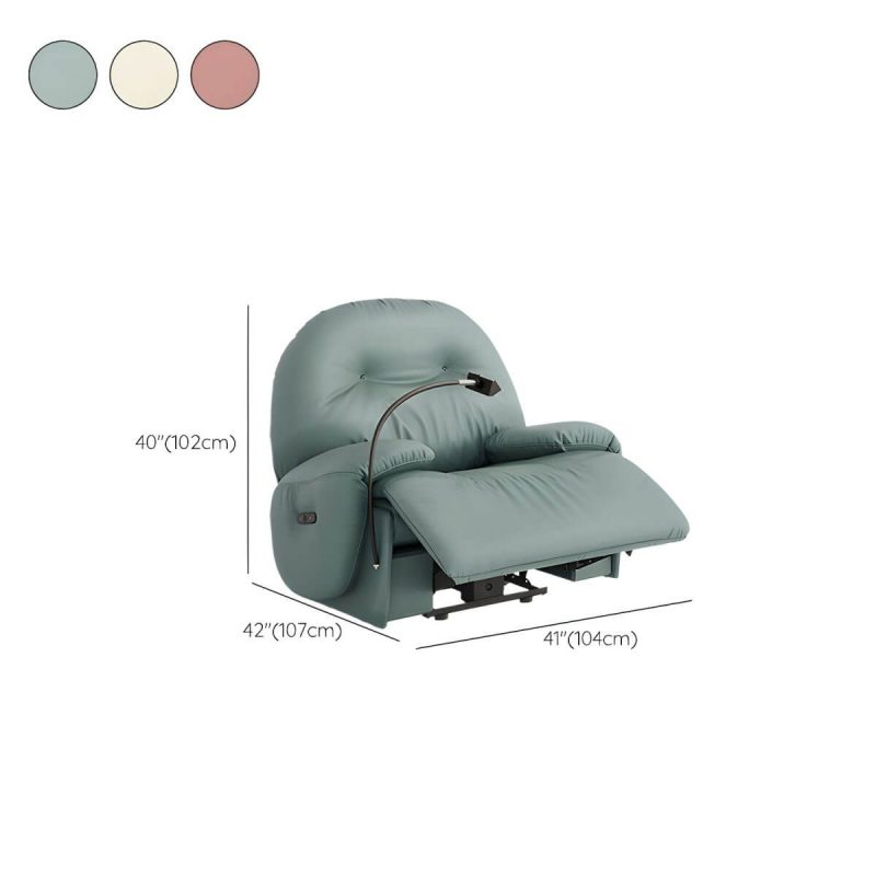 "Dimension of Faux Leather Standard Recliner Power-Push Botton Massage Recliners with Storage - Green Fixed Rocker"