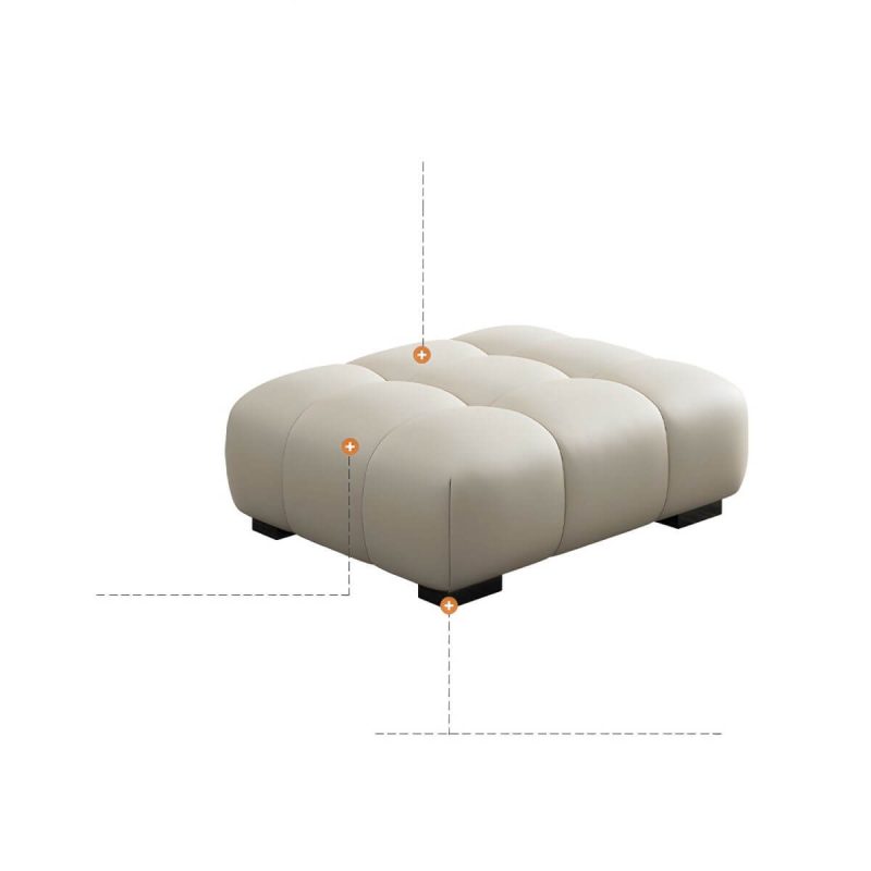 "Tufted Upholstered Modern Accent Stool with Pine Wood Legs in Solid Color - Grey 1 Piece"