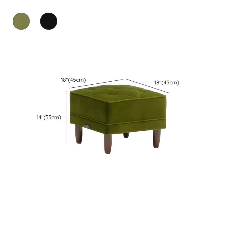 "Dimension of Modern Upholstered Tufted Accent Stool with Wood Legs and Storage Not Included - Green 1 Piece"
