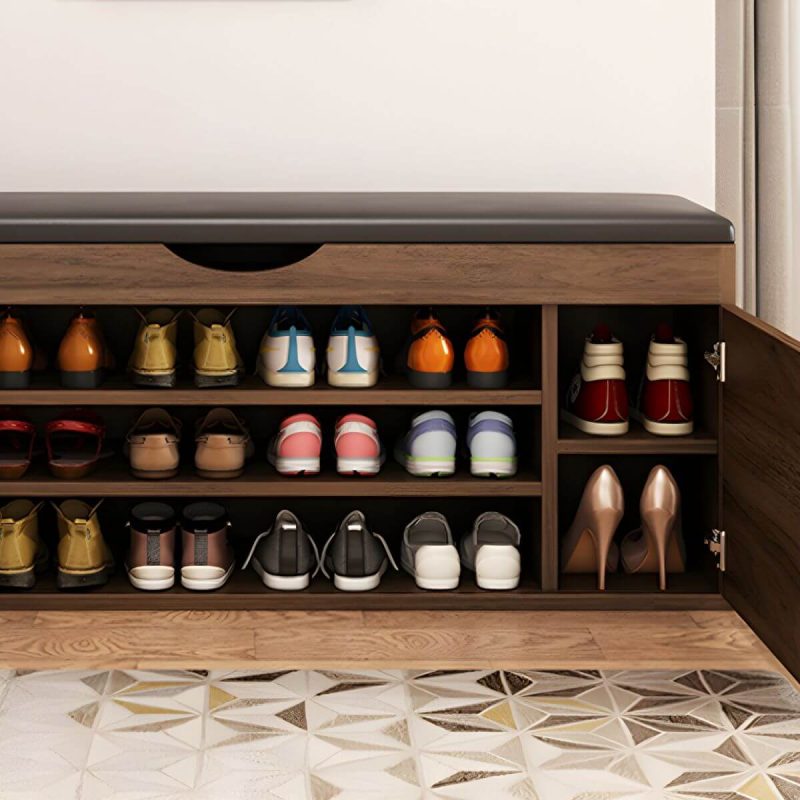 "Indoor Solid Color Contemporary Rectangle Wood with Storage Standard - 4 Piece Set Nut-Brown 47"L x 14"W x 20"H"